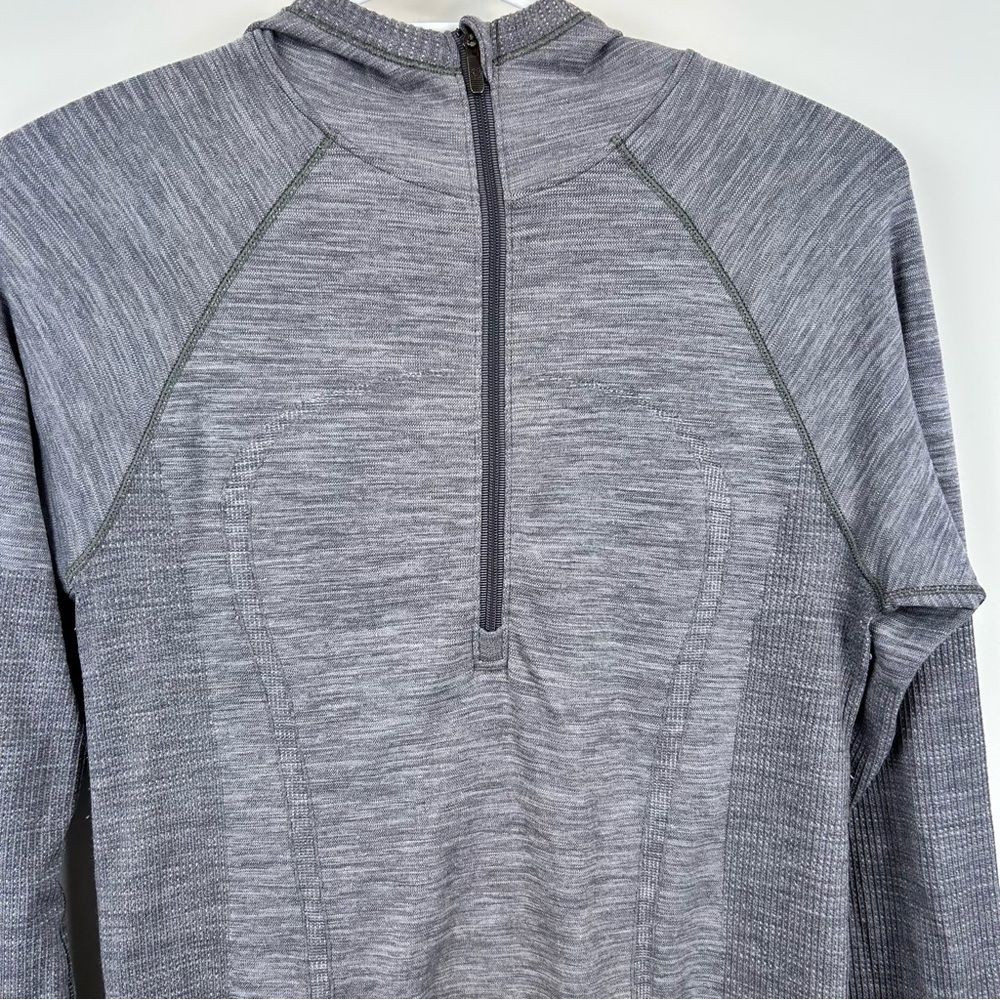 Lululemon Swiftly Wool 1/2 Zip Pullover Hoodie Grey Size 6 Running Top - Picture 5 of 12
